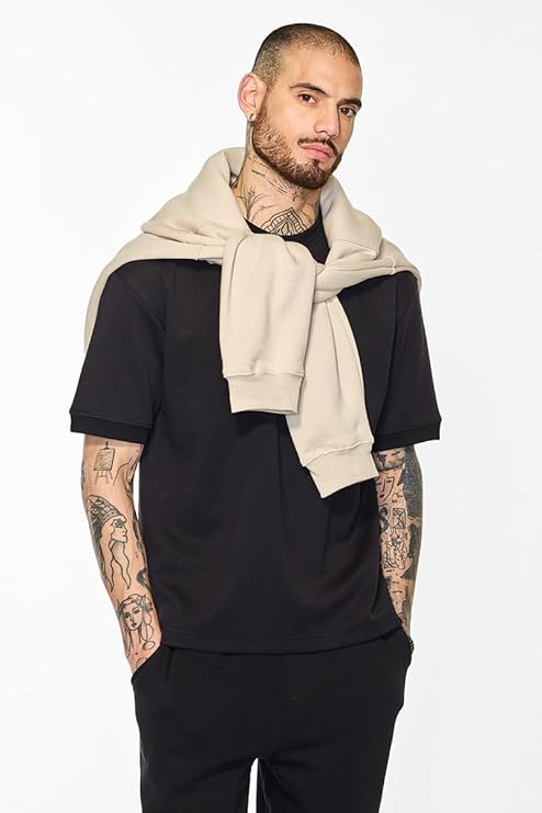 SNITCH Men's Cotton Blend Core Lab Oversized Fit T-Shirt - Image 5