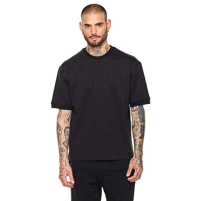 SNITCH Men's Cotton Blend Core Lab Oversized Fit T-Shirt - Image 6